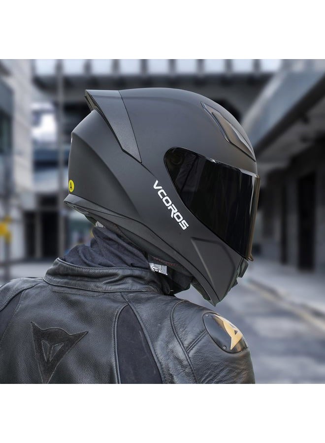 VCOROS Full Face Motorcycle Helmet for Unisex-Adults DOT Approved WS-609 Motorbike Street Bike Racing Helmets with Visor(Matte Black-B, Large) - Image 2