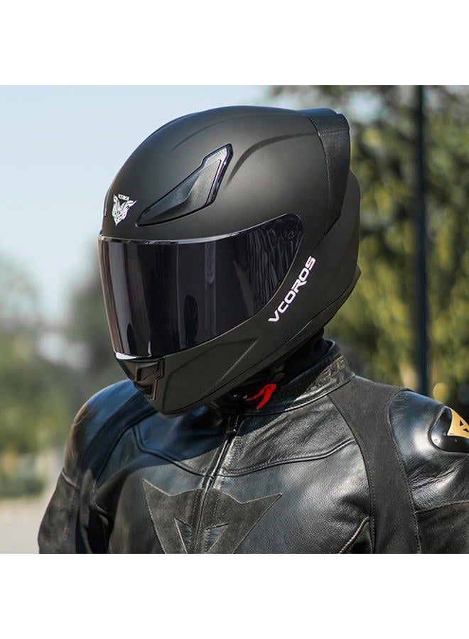 VCOROS Full Face Motorcycle Helmet for Unisex-Adults DOT Approved WS-609 Motorbike Street Bike Racing Helmets with Visor(Matte Black-B, Large) - Image 3