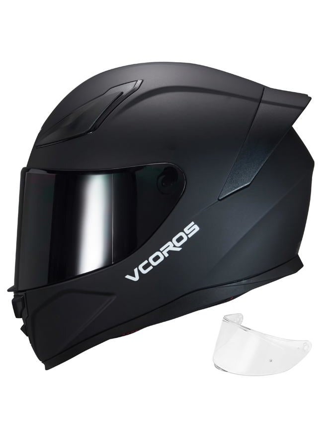 VCOROS Full Face Motorcycle Helmet for Unisex-Adults DOT Approved WS-609 Motorbike Street Bike Racing Helmets with Visor(Matte Black-B, Large) - Image 1