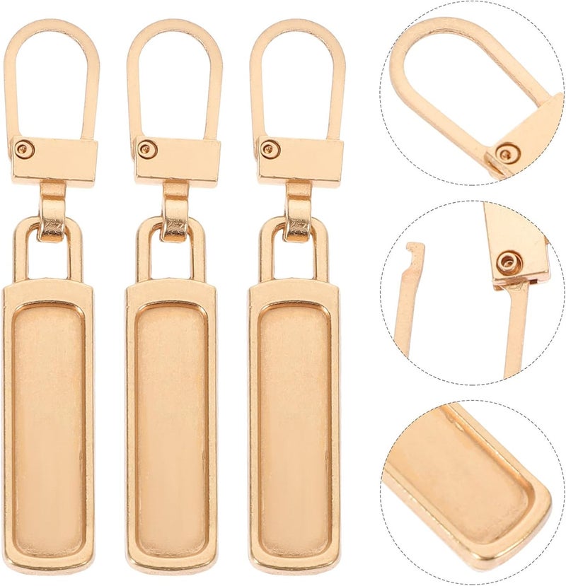 HOMOBABE 10Pcs Detachable Metal Zipper Pulls Replacement Sliders for Jackets Boots Purses Gold Long Strip for Sewing Repair Craft Use - Image 3