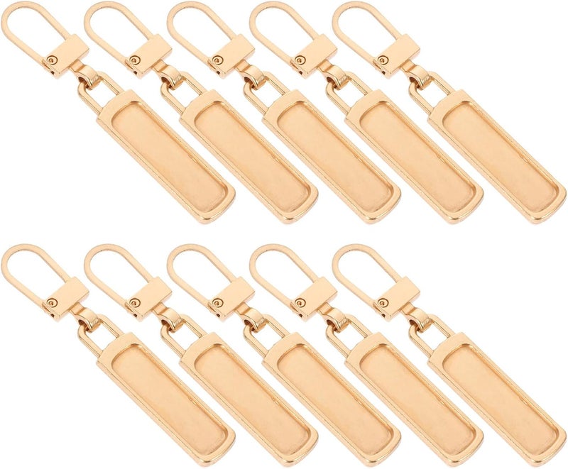 HOMOBABE 10Pcs Detachable Metal Zipper Pulls Replacement Sliders for Jackets Boots Purses Gold Long Strip for Sewing Repair Craft Use - Image 1