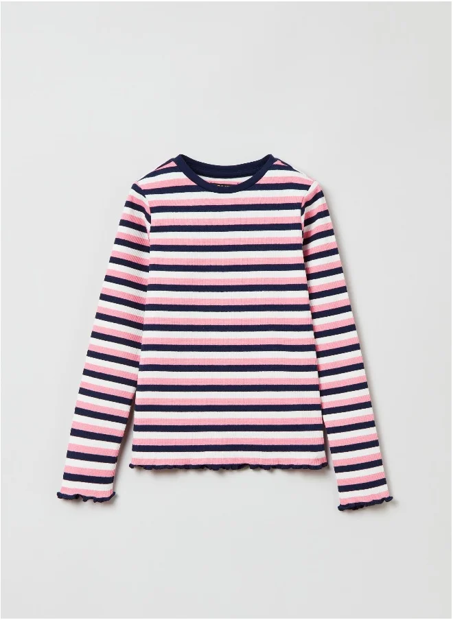 او في اس OVS Long-Sleeved T-Shirt With Stripes