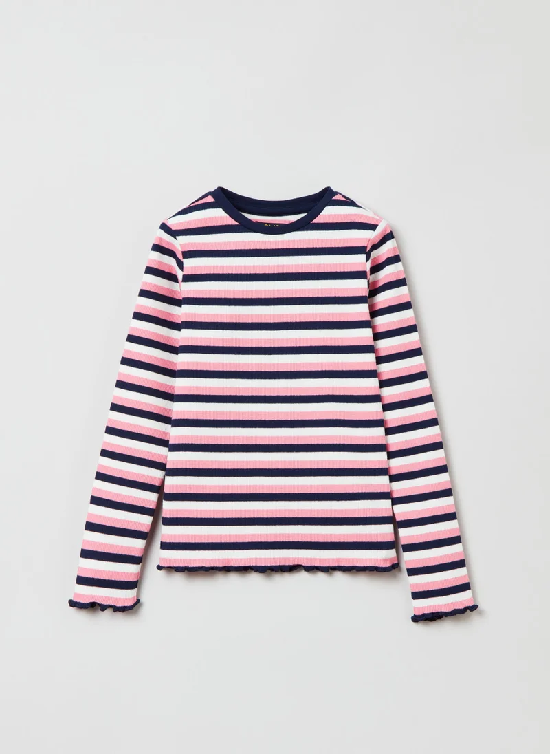 او في اس OVS Long-Sleeved T-Shirt With Stripes