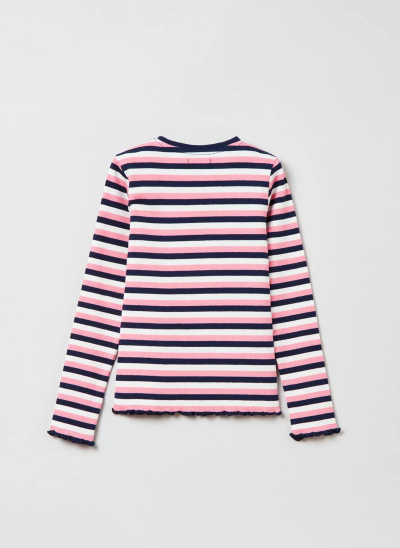 او في اس OVS Long-Sleeved T-Shirt With Stripes