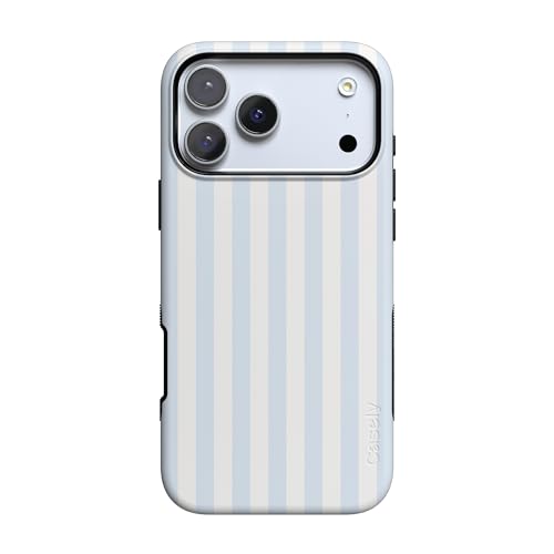 Casely iPhone 17 Pro Case Blue Stripes Sunday Best Bold Protective Design Compatible with MagSafe - Image 1