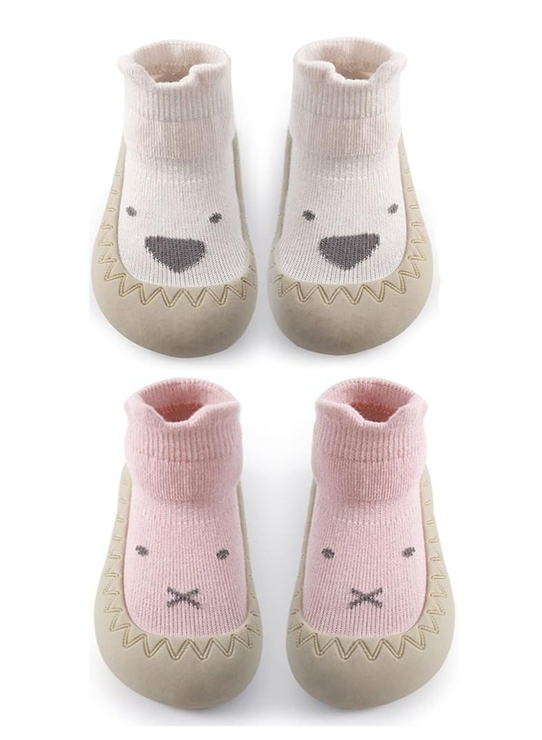 Oasisgalore Baby Toddler Non-skid Sock Shoes Non Slip Floor Slipper for Boys Girls First Walking 2 Pairs  - Image 1