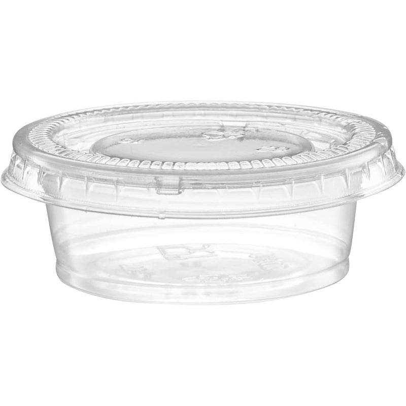 100pcs 1.5 Oz Round Clear Plastic Containers With Lids For Jello Shot Cups Condiment Sauces Meal Prep Slime Crafts - Image 1