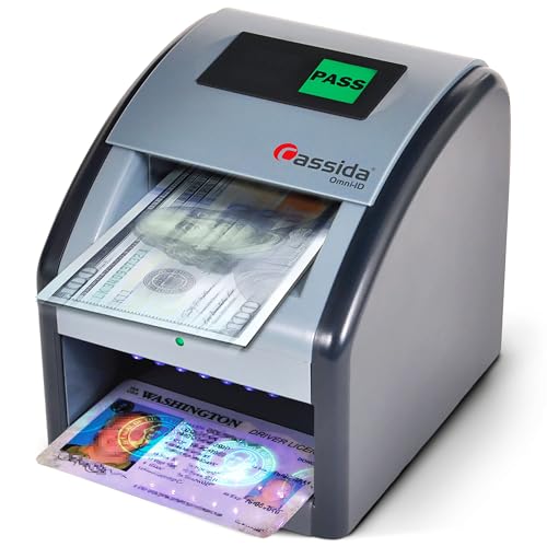 Cassida Omni-ID 2-in-1 Currency Counterfeit Detector with UV Identification Verification Lights – Bill Checker with Infrared, Magnetic and Ultraviolet Sensors - Pass/Fail Display (Pass/Fail + UV) - Image 1