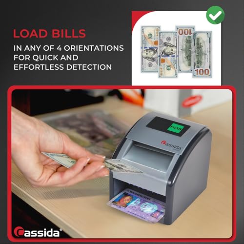 Cassida Omni-ID 2-in-1 Currency Counterfeit Detector with UV Identification Verification Lights – Bill Checker with Infrared, Magnetic and Ultraviolet Sensors - Pass/Fail Display (Pass/Fail + UV) - Image 5