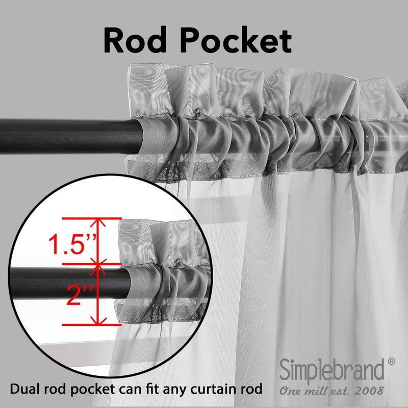 Simplebrand Grey Sheer Curtains 84 Inches Long, Light Filtering Rod Pocket Solid Color Window Sheer Curtain Panels, Elegant Curtains & Drapes for Living Room 2 Panels (Charcoal Grey, 2x42x84'') - Image 5