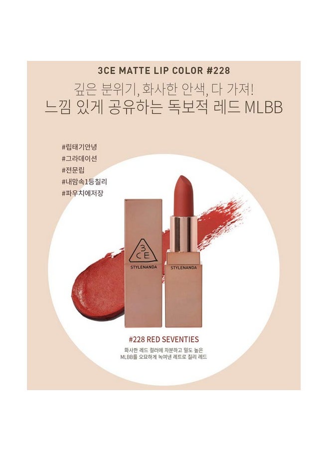 3ce Matte Lip Color228 Red Seventies Lipstick Long Lasting  - Image 3