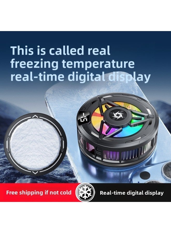 Mobile Phone Radiator Magnetic Suction Semiconductor Refrigeration Cooling Suitable For huawei Apple Live E-sports Radiator-Color:Black Sl-59 Digital Display [ice Style] + Finger Cot  - Image 5