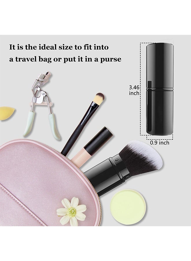 Retractable Kabuki Travel Makeup Brush with Protective Cover, Aluminum Handle Cruelty Free Portable Face Brush for Foundation Blush Bronzer Buffing - Image 5