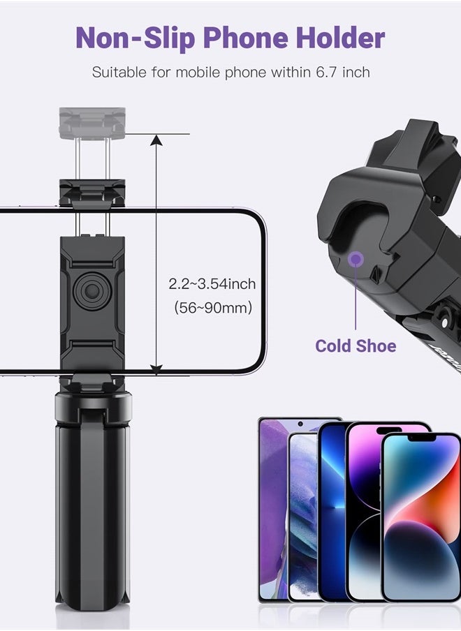 Anozer - Mini Tripod, Anozer Small Tripod with Universal Phone Holder & Cold Shoe, Lightweight Phone Tripod Stand Compatible with iPhone 14 Pro Max/14 Pro, Travel Tripod for Camera/GoPro/Webcam/Mini Projector - Image 1