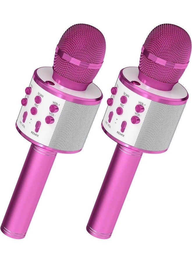 2-Pack Wireless Bluetooth Karaoke Microphones - Portable Handheld Mic with Speaker for All Ages (Purple) - Image 1