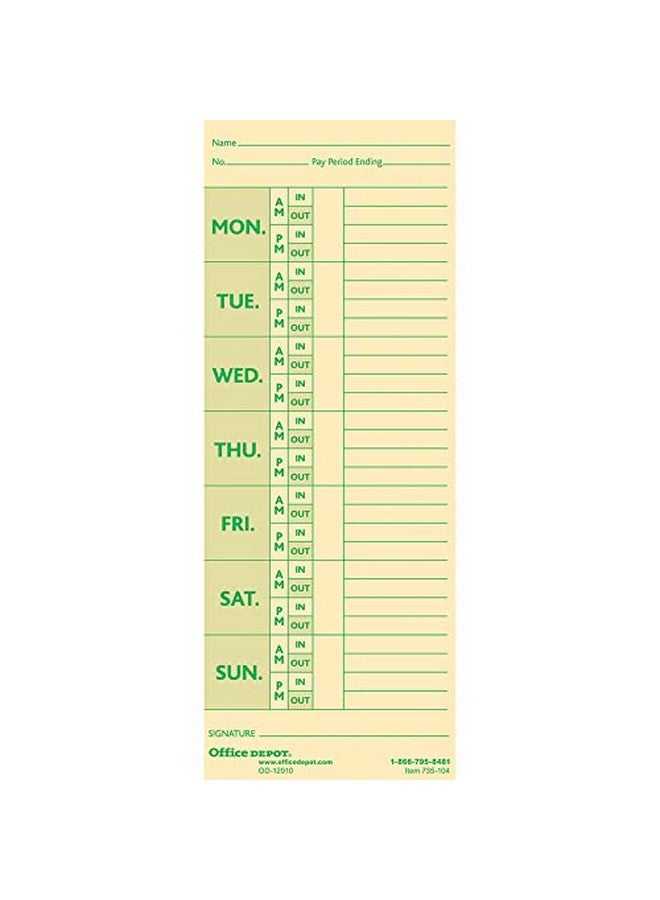 Office Depot Time Cards With Deductions, Weekly, Monday-Sunday Format, 2-Sided, 3 3/8In X 8 7/8In, Manila, Pk Of 100, Gb-735104 - Image 3