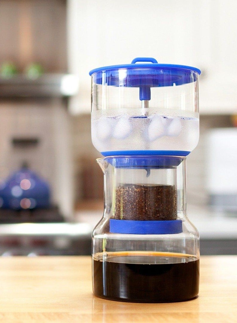 Bruer Bruer Cold Brew Coffee Maker – Made of Borosilicate Glass, Stainless Steel, Food Grade Silicone, Adjustable Valve for Perfect Coffee I Capacity -20 Fl oz I Color -Blue  - Image 2
