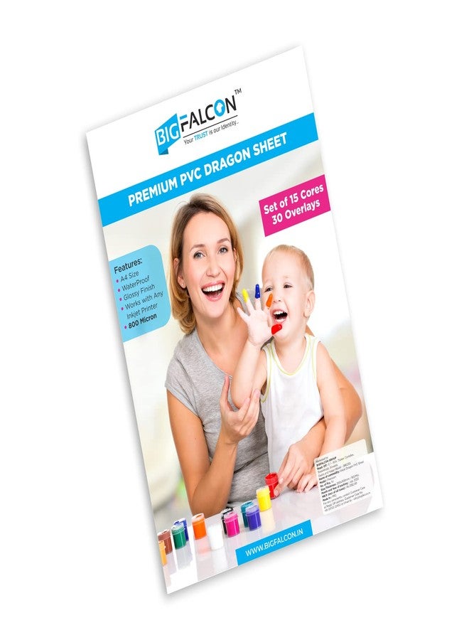 BIGFALCON Premium PVC Lamination Dragon Sheet Set of 15 Cores and 30 Overlays A4 Size 800 Micron for PVC Aadhar, Photos, ID Card - Image 1