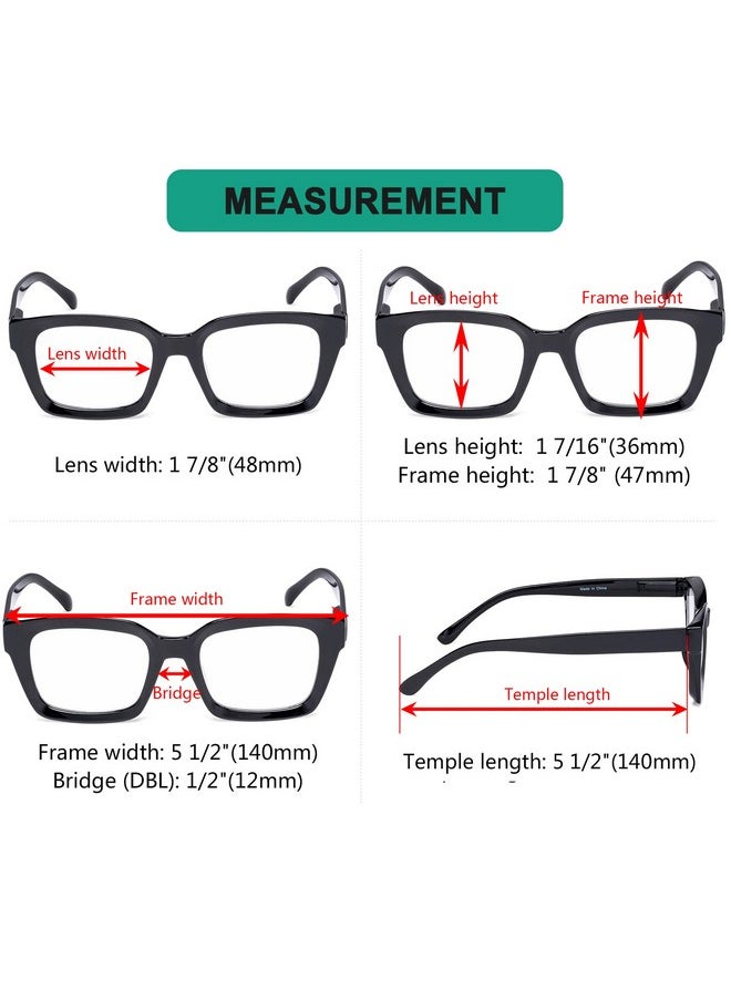 Eyekepper 4 Pack Ladies Reading Glasses Oversized Square Design Readers For Women  - Image 2