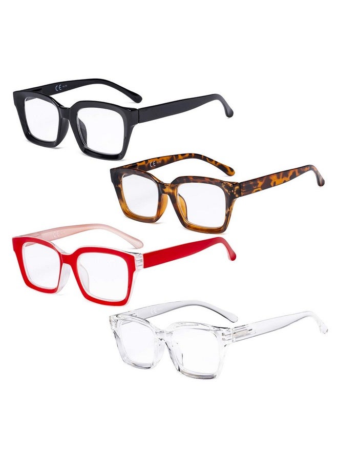 Eyekepper 4 Pack Ladies Reading Glasses Oversized Square Design Readers For Women  - Image 1
