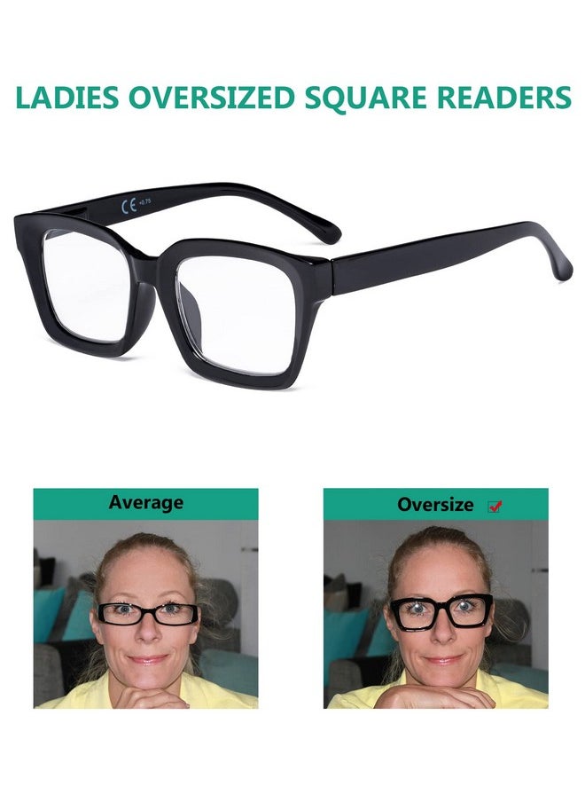 Eyekepper 4 Pack Ladies Reading Glasses Oversized Square Design Readers For Women  - Image 3