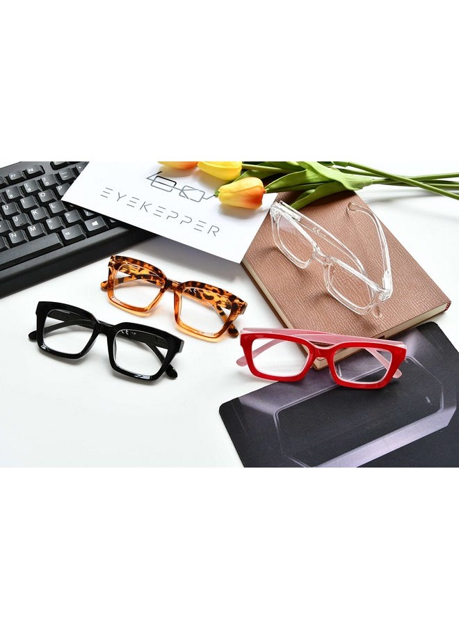 Eyekepper 4 Pack Ladies Reading Glasses Oversized Square Design Readers For Women  - Image 4