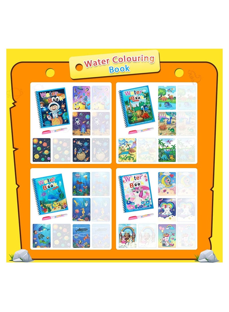 Y&D 4-Piece Cartoon Water Coloring Magic Book With Pen For Toddlers And Kids  - Image 5