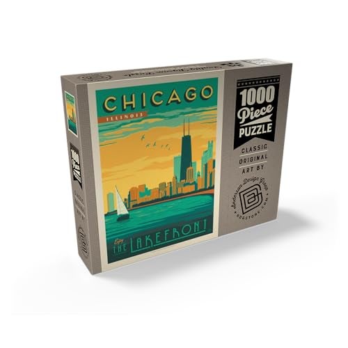 MyPuzzle.com MyPuzzle Chicago Lakefront Vintage Poster Premium 1000 Piece Jigsaw Puzzle for Adults - Image 5