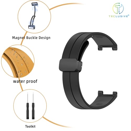 T TECLUSIVE Soft Silicone Strap Band with Magnetic Lock Compatible for Amazfit T-Rex/Amazfit T-Rex Pro | Adjustable Silicone Rubber Band with Installation Tools for T Rex Pro (Black) - Image 3