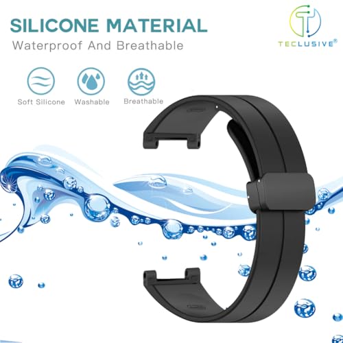 T TECLUSIVE Soft Silicone Strap Band with Magnetic Lock Compatible for Amazfit T-Rex/Amazfit T-Rex Pro | Adjustable Silicone Rubber Band with Installation Tools for T Rex Pro (Black) - Image 5