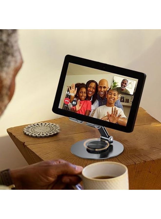 Gray Rotating Phone Stand Adjustable Height Angle Foldable Holder for Desk Video Calls Streaming Watching - Image 4