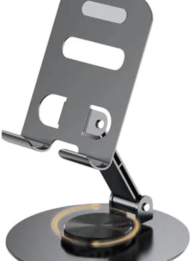 Gray Rotating Phone Stand Adjustable Height Angle Foldable Holder for Desk Video Calls Streaming Watching - Image 1