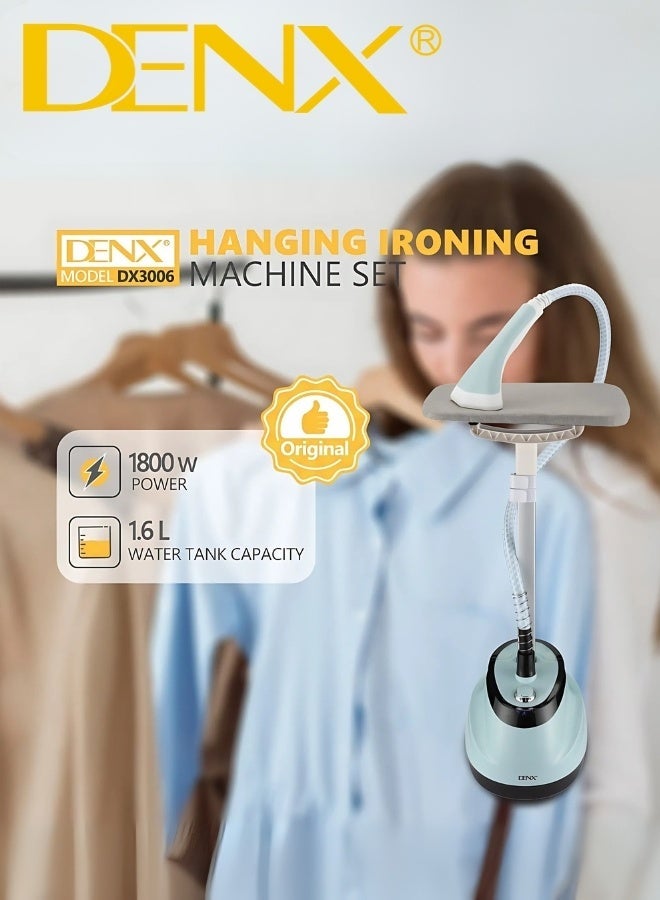 Denx DX3006 Home Garment Steamer Set – 1800W Powerful Vertical Steam Iron with 1.6L Water Tank, Elegant Design, 45-Second Fast Heating, and 10-Hole Stainless Steel Nozzle for Safe and Efficient Ironing of All Fabric Types - Image 3