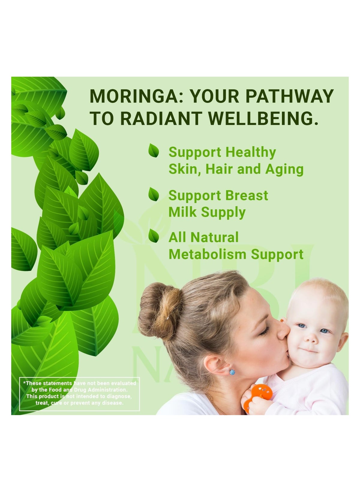 Nbl Natural Organic Moringa Energy Metabolism Immune Support 500Mg Capsules 120'S
