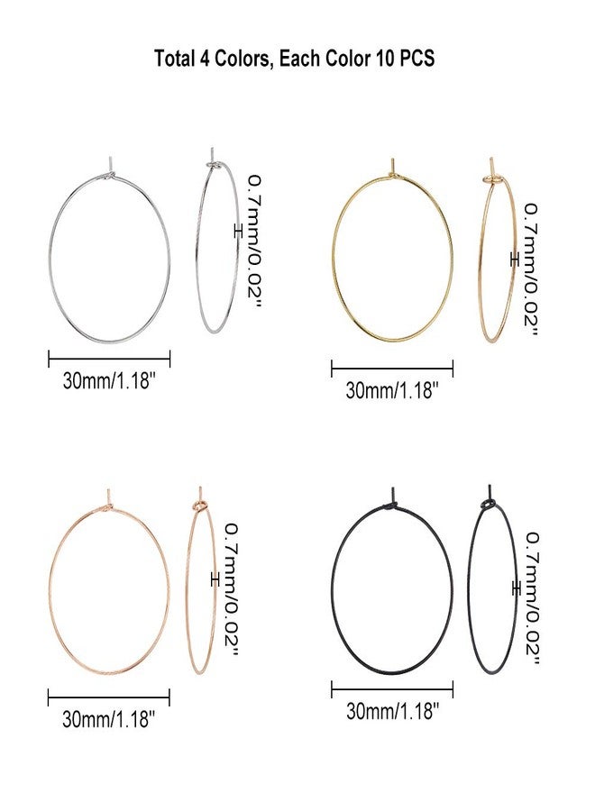UNICRAFTALE 40pcs 4 Colors Ring Hoop Earrings 304 Stainless Steel Earring Hoops Findings Mixed Color DIY Hypoallergenic Earring for Women DIY Hoop Earrings, Pin 0.7mm - Image 3