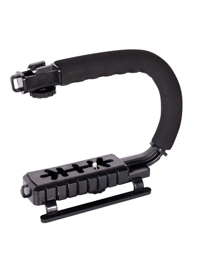 SLR Camera Shooting Stabilizer Handheld Folding U-shaped DV Portable Hot Shoe Anti-shake Stabilizer Fill Light Bracket-Color:U-shaped Single Hot Shoe - Image 1