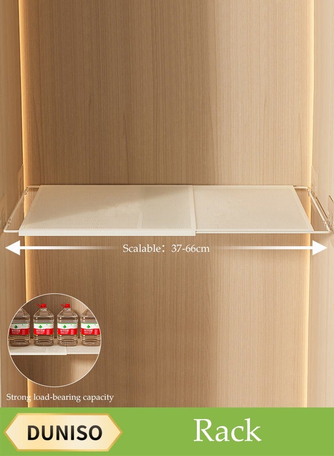 DUNISO Expandable Closet Tension Shelf, Wardrobe Layered Partition Board, Telescopic Storage Rack, Adjustable Storage Rack, Not Easy To Rust, Strong Load-Bearing Capacity, Suitable For Bathroom, Kitchen, Garage, Wardrobe，Cabinets (37-66cm) - Image 1