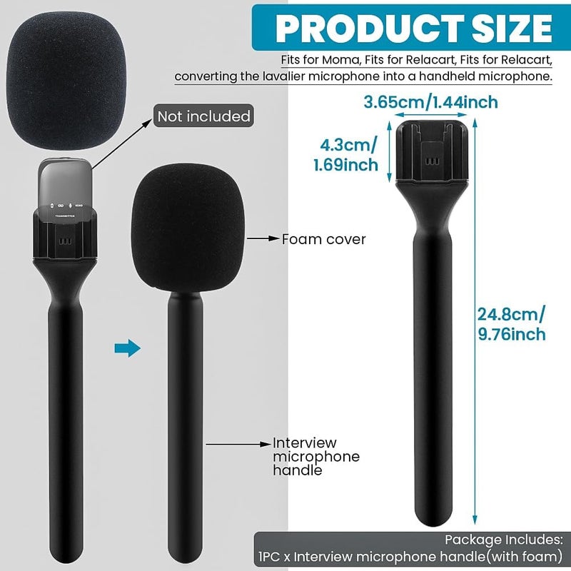 Wireless Handheld Interview Adapter with Foam Windshield - Reduce Wind Noise, Compatible Wireless GO Trensmitter - Plug n Play for Outdoor Interviews  - Image 1