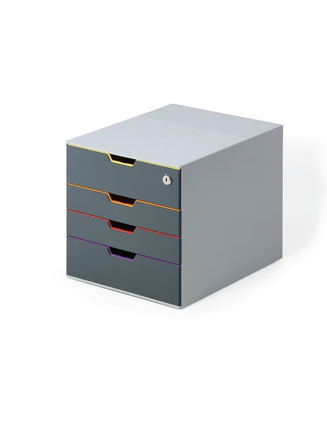 Durable A4 File Drawer, 4-Drawer Colour-Coded Organiser for A4/C4/Folio/Letter Files | 2 XXL Lockable Drawers, Silent Pull-Out, Labelling Windows, Stackable, 5-Year Warranty, Made in Germany - Image 3