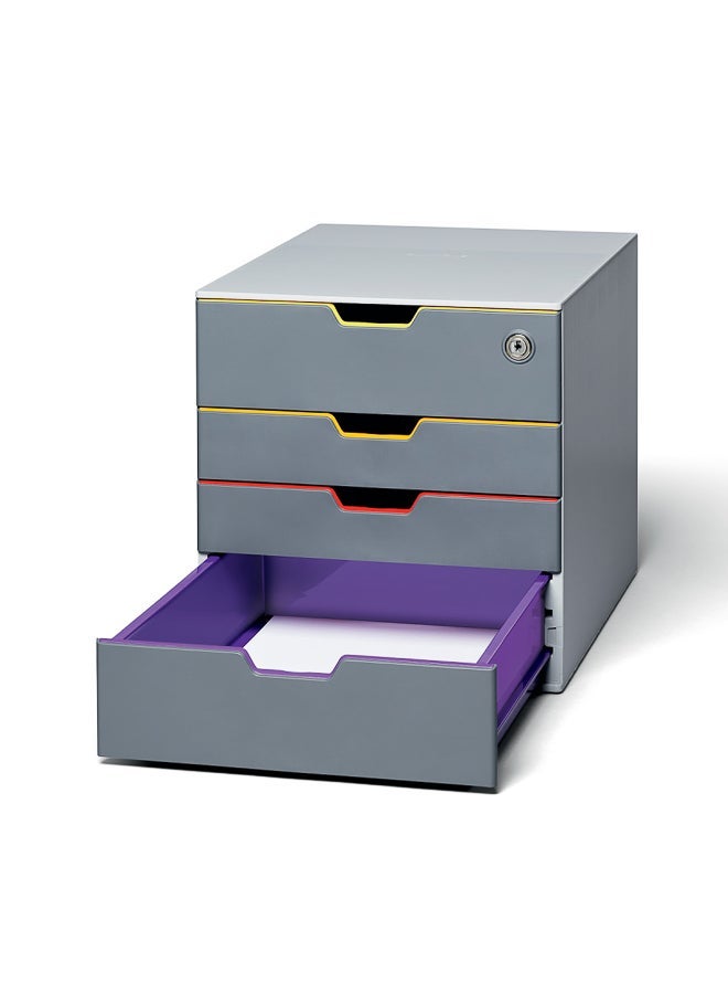 Durable A4 File Drawer, 4-Drawer Colour-Coded Organiser for A4/C4/Folio/Letter Files | 2 XXL Lockable Drawers, Silent Pull-Out, Labelling Windows, Stackable, 5-Year Warranty, Made in Germany - Image 1