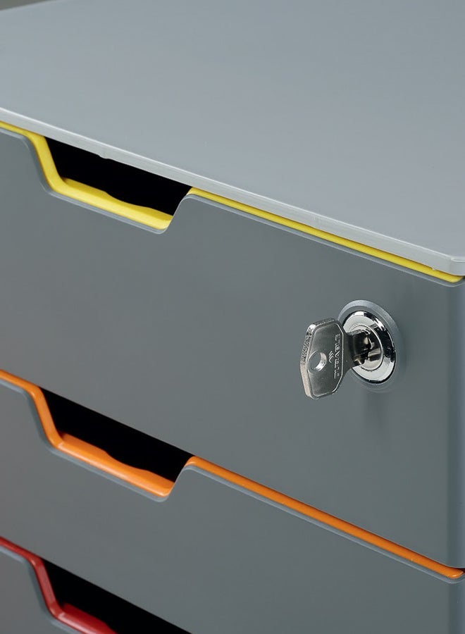 Durable A4 File Drawer, 4-Drawer Colour-Coded Organiser for A4/C4/Folio/Letter Files | 2 XXL Lockable Drawers, Silent Pull-Out, Labelling Windows, Stackable, 5-Year Warranty, Made in Germany - Image 5