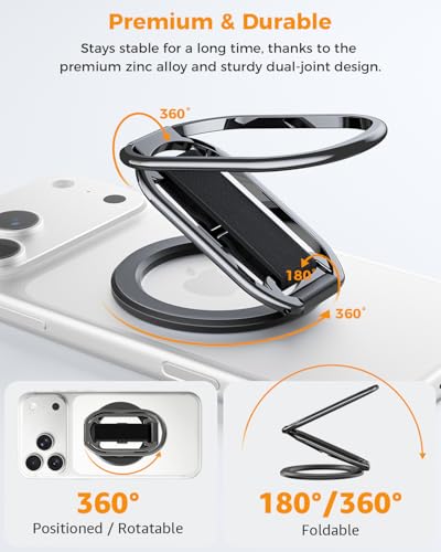 SUPERONE for MagSafe Phone Grip for MagSafe Kickstand Compatible with Mag Safe Finger Loop, 4-in-1 Phone Ring Holder Strap for Mag Safe iPhone 17/16/15/14/13/12 Series, Black [2025 Version] - Image 5