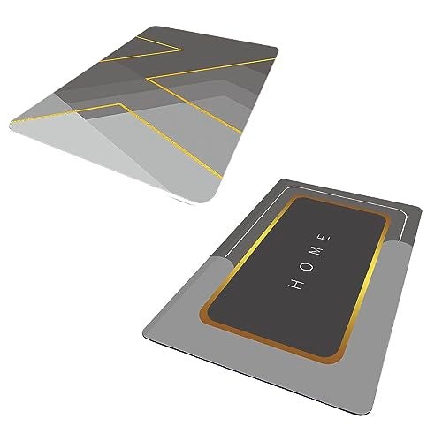 SKVM Pack of 2 Memory Foam Water Absorbent Rectangular Shape Mat for Bathroom Kitchen Floor Door Entrance Anti Slip Foot Skid Shower mat (Pack of 2 [D1+D2]) - Image 1