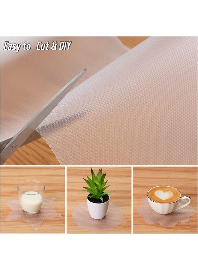 Shelf Liner Mat for Kitchen (3 Rolls 45 x 150cm), Transparent Diamond Texture, Non-Adhesive Drawer Mats, Non-Slip Food Grade EVA Drawer Liner, Stain-Proof Liner for Shelf, Refrigerator, Cupboard and Desk - Image 2