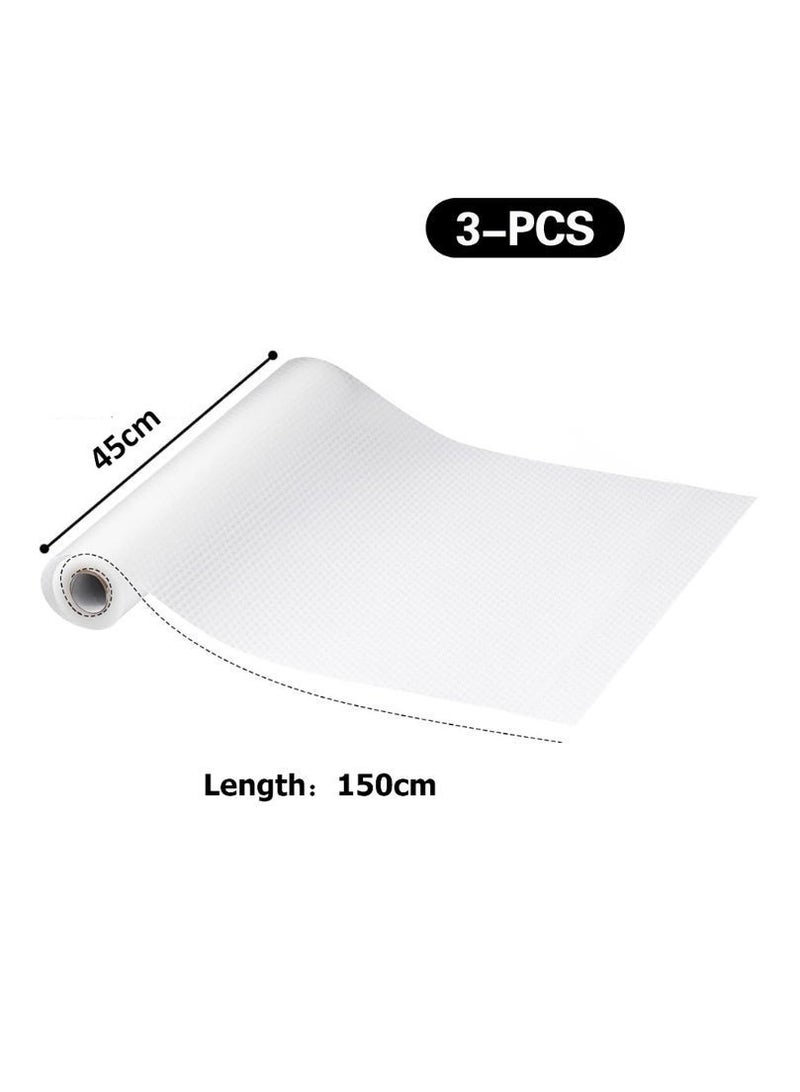 Shelf Liner Mat for Kitchen (3 Rolls 45 x 150cm), Transparent Diamond Texture, Non-Adhesive Drawer Mats, Non-Slip Food Grade EVA Drawer Liner, Stain-Proof Liner for Shelf, Refrigerator, Cupboard and Desk - Image 3