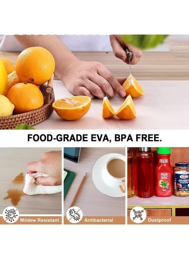 Shelf Liner Mat for Kitchen (3 Rolls 45 x 150cm), Transparent Diamond Texture, Non-Adhesive Drawer Mats, Non-Slip Food Grade EVA Drawer Liner, Stain-Proof Liner for Shelf, Refrigerator, Cupboard and Desk - Image 5