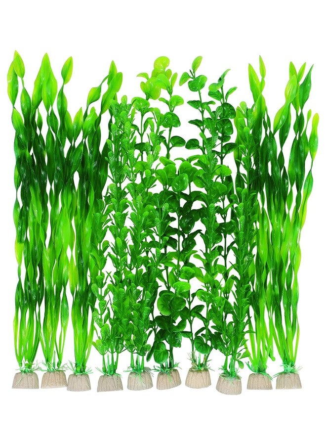AQUANEAT Artificial Fish Tank Plants, Green Plastic Aquarium Accessories, Multi Shape Fake Decorations, 10packs - Image 1