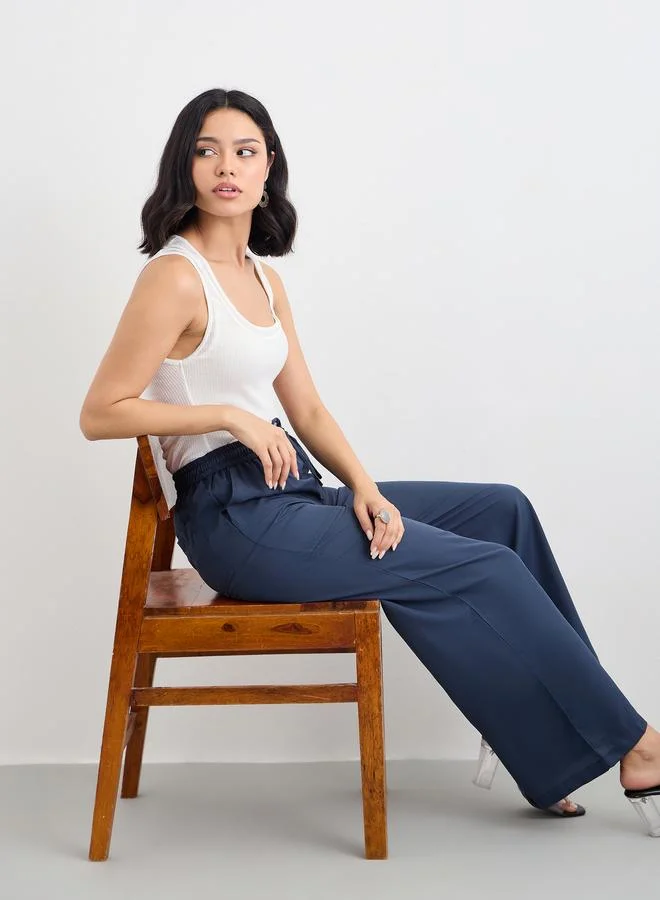 Styli Flowy Wide Leg Pants with Pockets