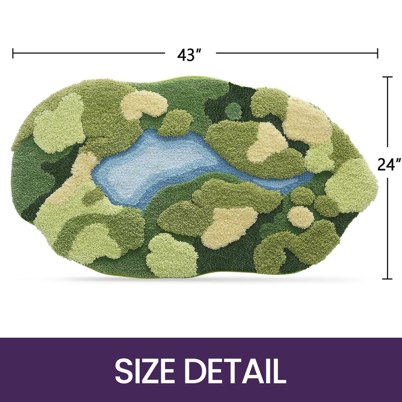 DEXI Moss Bath Mat  Ultra Thick Soft Green Bathroom Rug  Water Absorbent Non Slip Microfiber Rugs for Shower Floor  Sink  Bedroom  Home Accessories Decor  24x43  Moss Green - Image 2