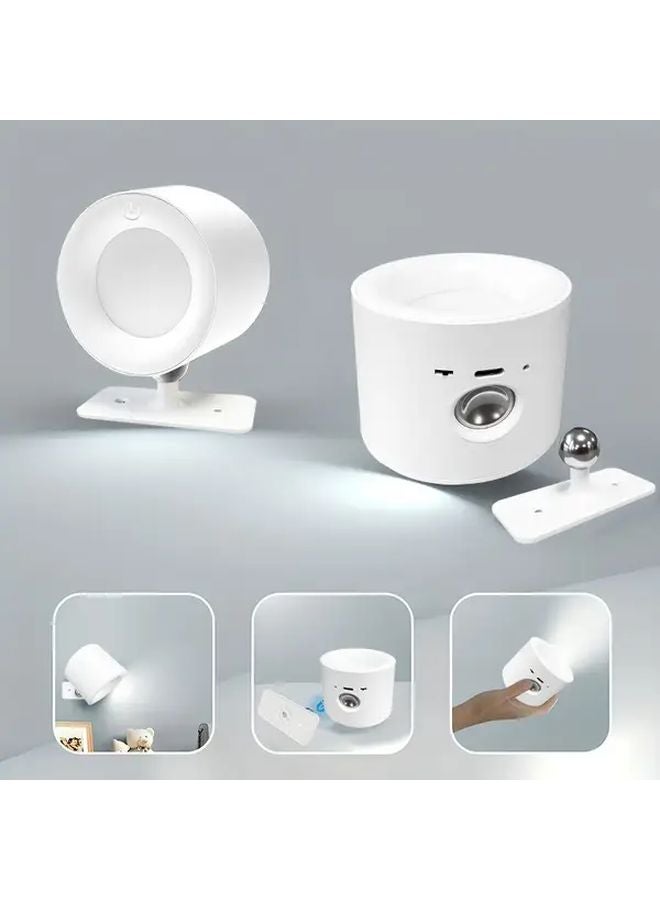Black Modern LED Wall Lamp USB Rechargeable 3 Color Temperatures 360 Rotating Magnetic Ball Adjustable Brightness Touch Control - Image 2
